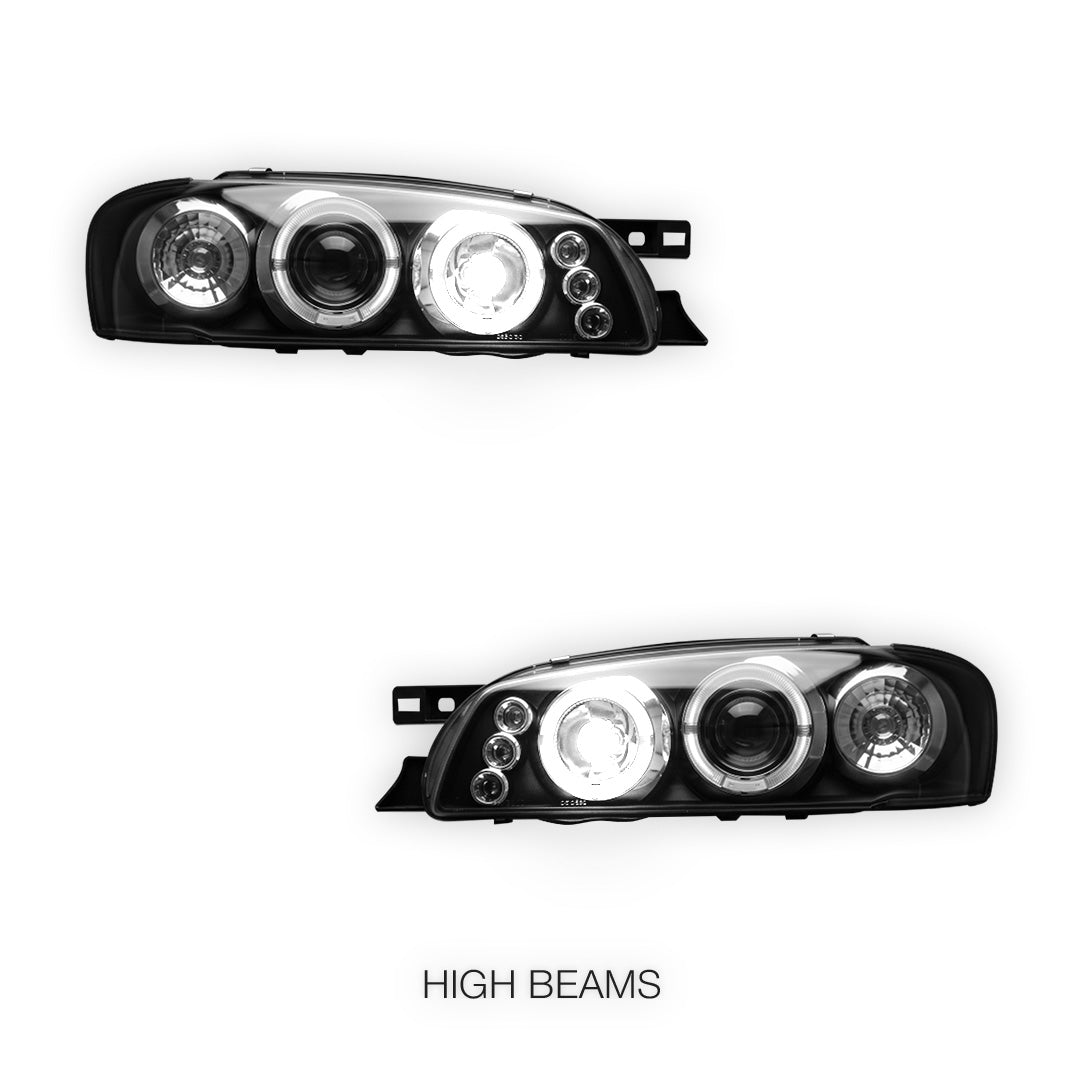Subaru Impreza WRX GC8 / GF8 (1992 - 2000) Black Angel Eyes Projector Headlights LH + RH
