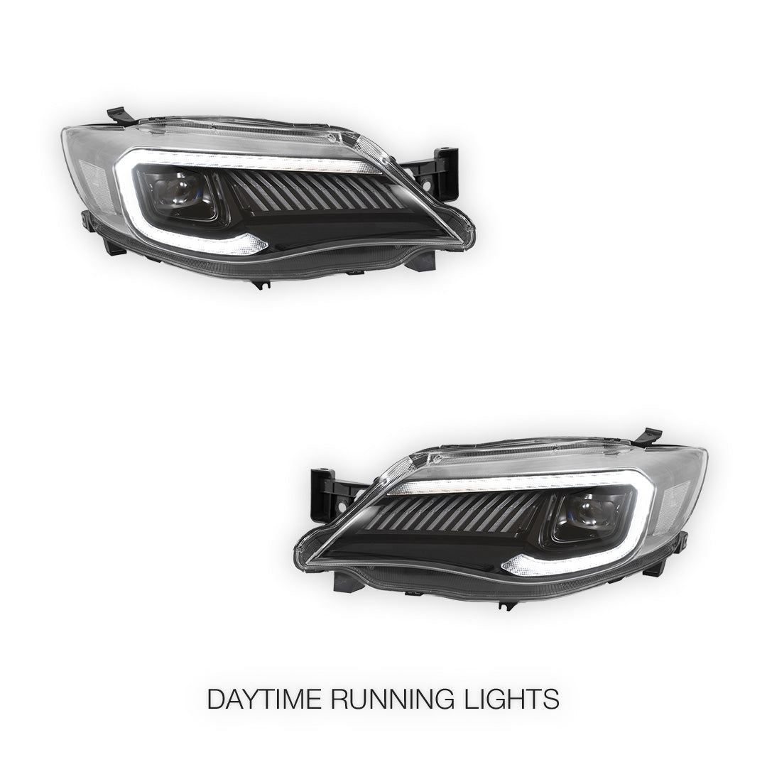Subaru Impreza GR (2008 - 2014) VLAND BLACK Housing Full LED Sequential Headlights LH + RH