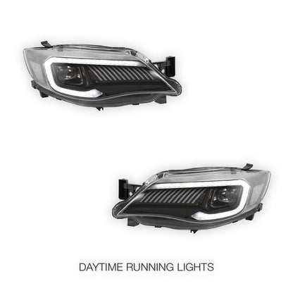 Subaru Impreza GR (2008 - 2014) VLAND BLACK Housing Full LED Sequential Headlights LH + RH