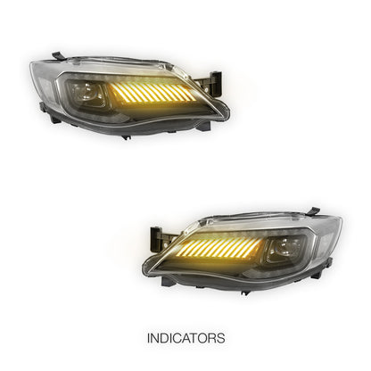 Subaru Impreza GR (2008 - 2014) VLAND BLACK Housing Full LED Sequential Headlights LH + RH