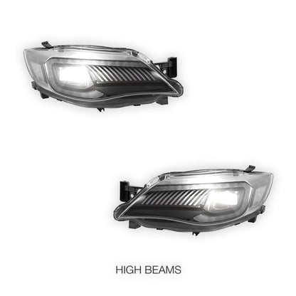 Subaru Impreza GR (2008 - 2014) VLAND BLACK Housing Full LED Sequential Headlights LH + RH