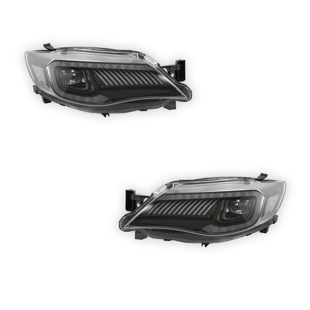 Subaru Impreza GR (2008 - 2014) VLAND BLACK Housing Full LED Sequential Headlights LH + RH