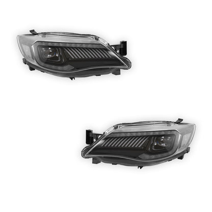 Subaru Impreza GR (2008 - 2014) VLAND BLACK Housing Full LED Sequential Headlights LH + RH