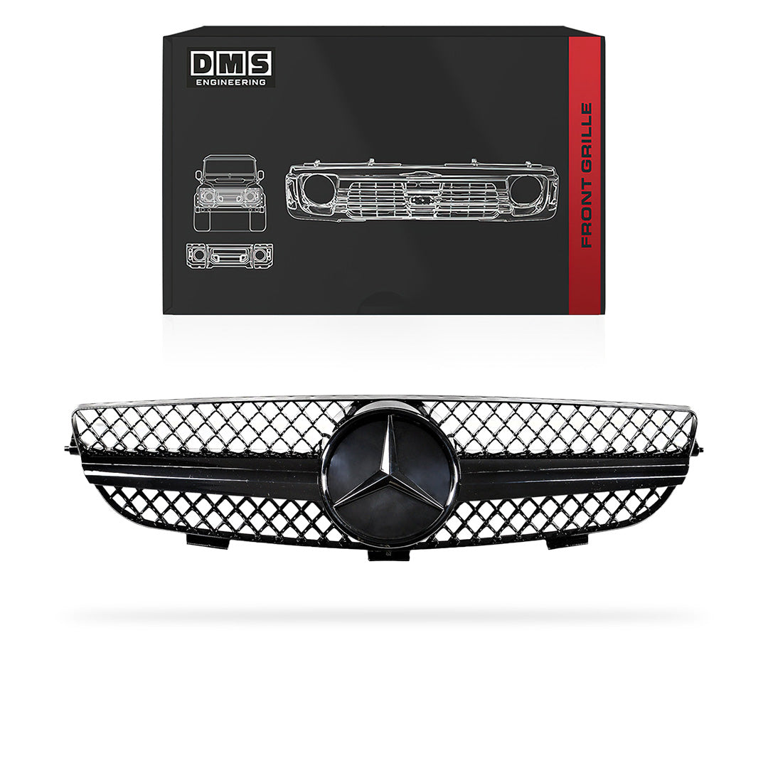 Mercedes-Benz CLK-Class W209 / C209 (2002 - 2009) Chrome Black / Gloss Black SLS AMG Style Front Grille