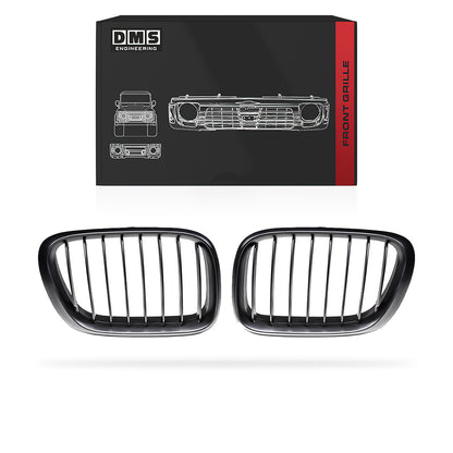 BMW X5 E53 (2000 - 2003) Matt Black / Chrome Silver / Gloss Black M Style Front Kidney Grille