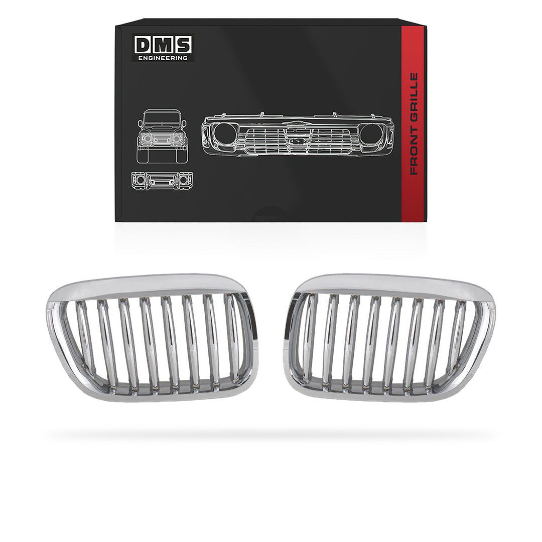 BMW X5 E53 (2000 - 2003) Matt Black / Chrome Silver / Gloss Black M Style Front Kidney Grille