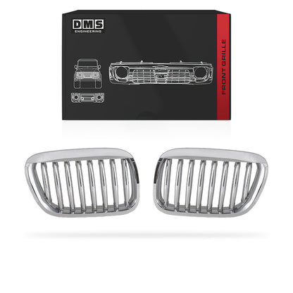 BMW X5 E53 (2000 - 2003) Matt Black / Chrome Silver / Gloss Black M Style Front Kidney Grille