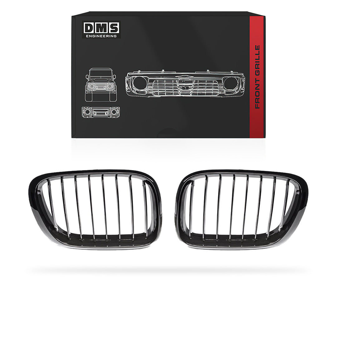 BMW X5 E53 (2000 - 2003) Matt Black / Chrome Silver / Gloss Black M Style Front Kidney Grille