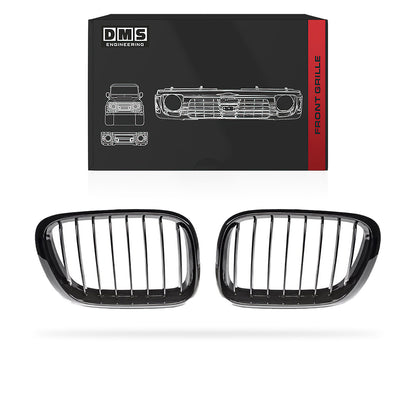 BMW X5 E53 (2000 - 2003) Matt Black / Chrome Silver / Gloss Black M Style Front Kidney Grille