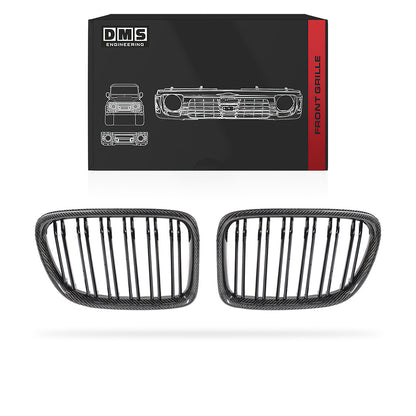 BMW X1 E84 (2009 - 2014) Gloss Black / Gloss Black with Stripes Carbon Fibre M4 Style Front Bumper bar Kidney Grille