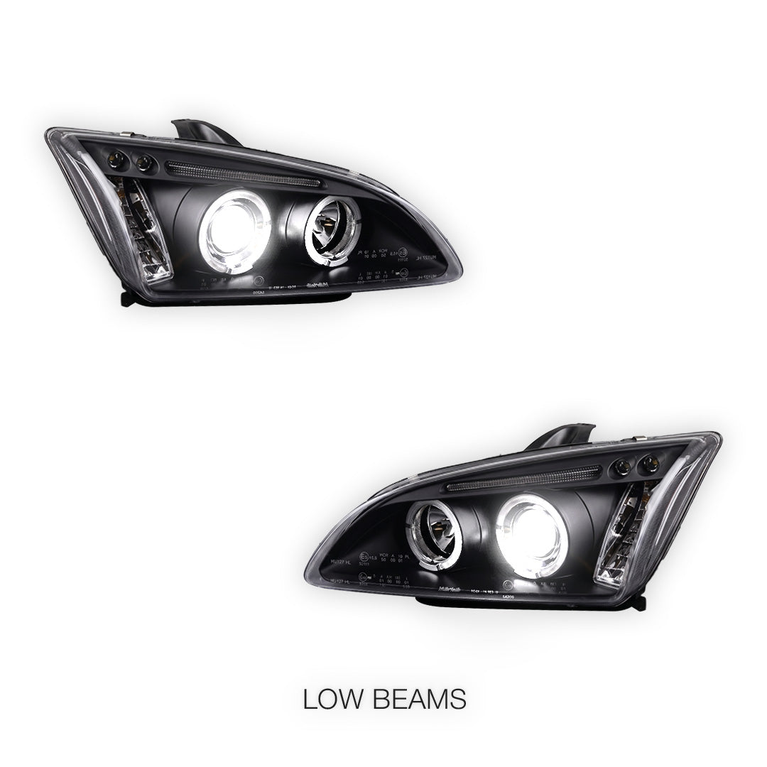 Ford Focus MK2 Hatchback (2004- 2007) Dual Halo LED Projector Headlights LH + RH