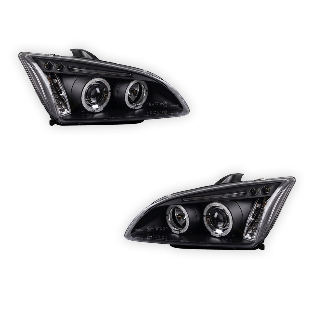 Ford Focus MK2 Hatchback (2004- 2007) Dual Halo LED Projector Headlights LH + RH