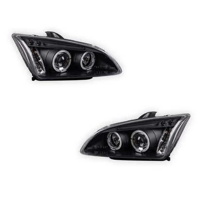 Ford Focus MK2 Hatchback (2004- 2007) Dual Halo LED Projector Headlights LH + RH