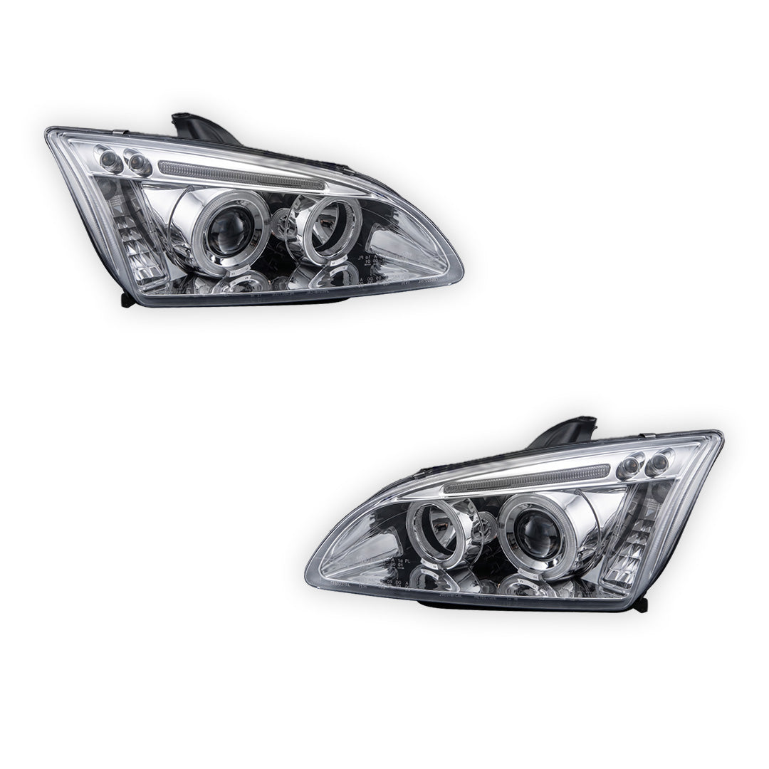 Ford Focus MK2 Hatchback (2004- 2007) Dual Halo LED Projector Headlights LH + RH