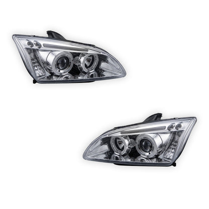 Ford Focus MK2 Hatchback (2004- 2007) Dual Halo LED Projector Headlights LH + RH