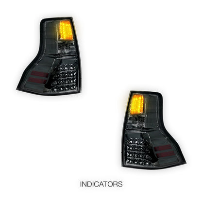 Toyota LandCruiser Prado 150 Series (2009 - 2017) Full Smoked LED Tail lights LH + RH