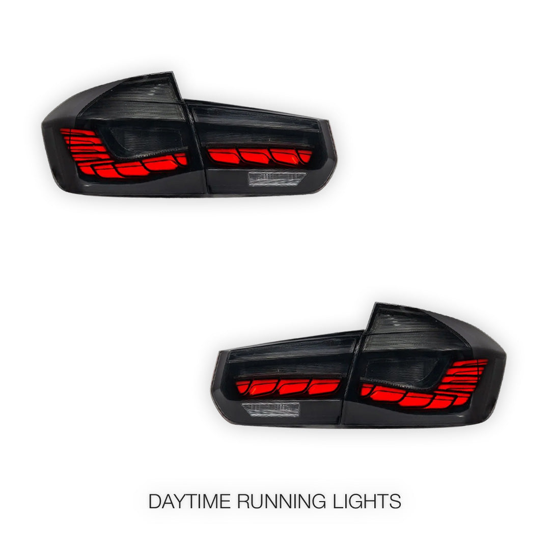 BMW 3 Series F30 / F80 / M3 (2012 - 2018) OLED Style Sequential Smoked Black LED Tail Lights LH + RH