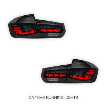 BMW 3 Series F30 / F80 / M3 (2012 - 2018) OLED Style Sequential Smoked Black LED Tail Lights LH + RH