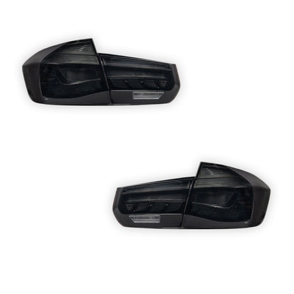BMW 3 Series F30 / F80 / M3 (2012 - 2018) OLED Style Sequential Smoked Black LED Tail Lights LH + RH