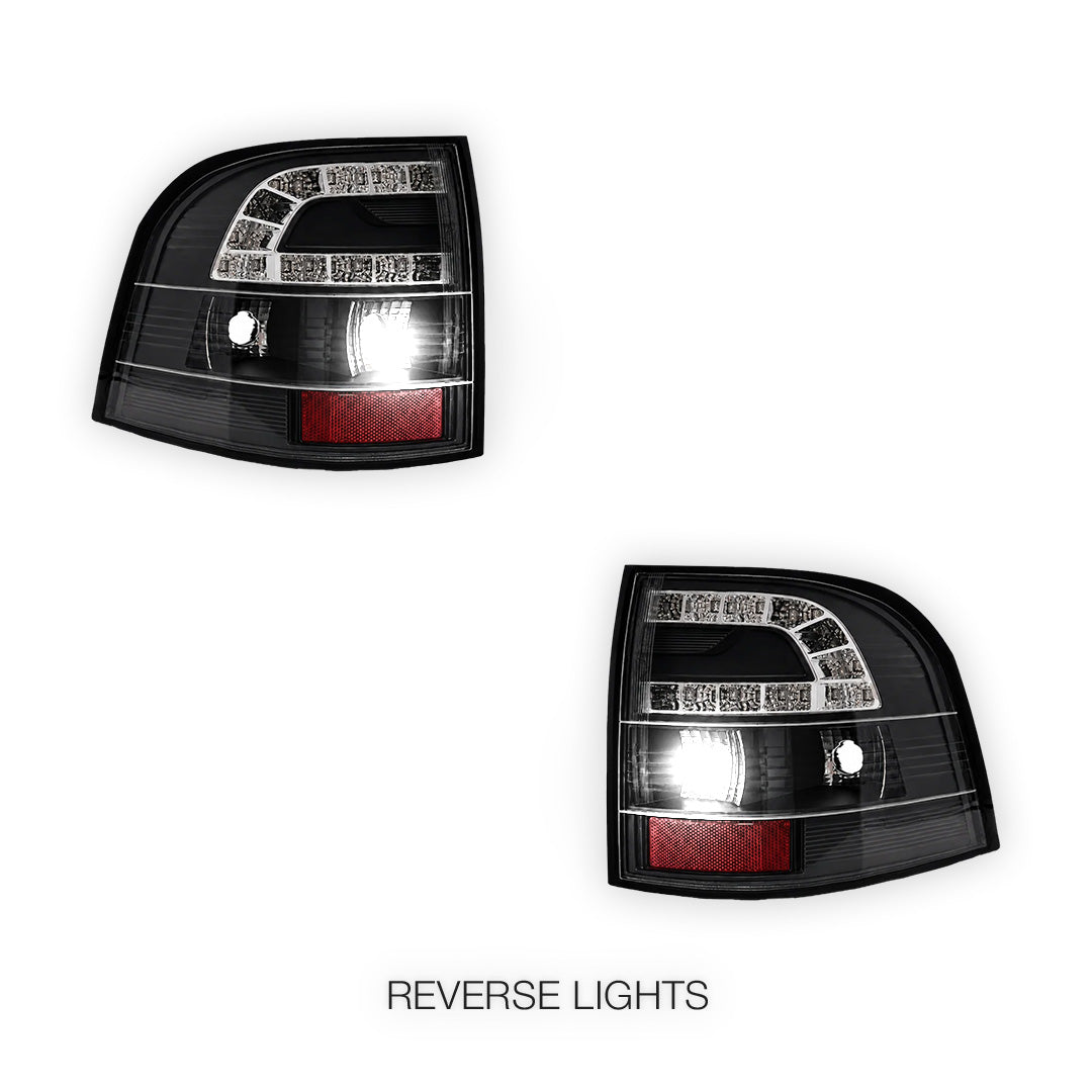 Holden Commodore VE / VF (2006 - 2018) Black / Smoke LED Tail Lights LH + RH