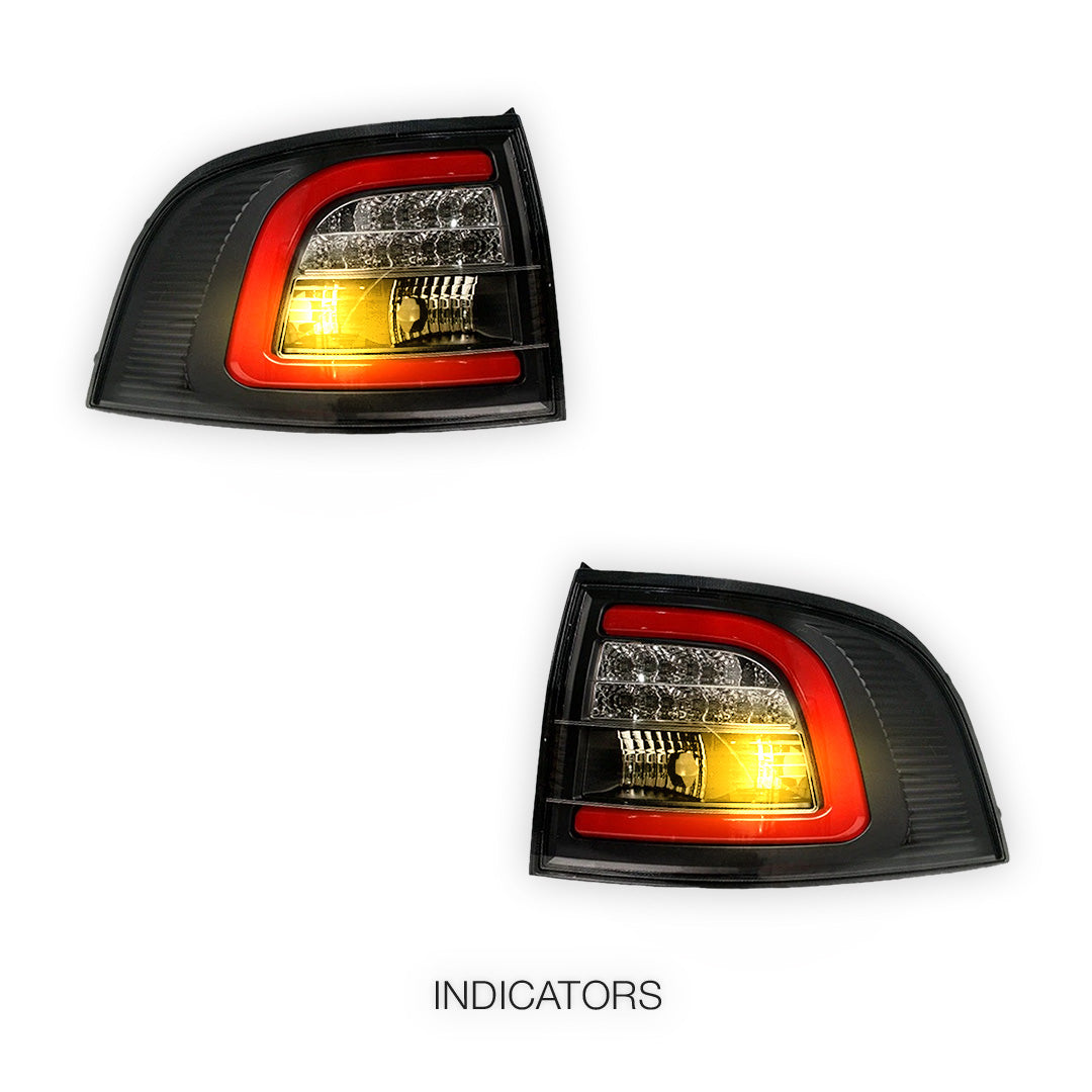 Holden Commodore VE / VF (2008 - 2016) Black 3D LED Tail Lights LH + RH