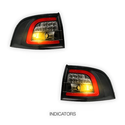 Holden Commodore VE / VF (2008 - 2016) Black 3D LED Tail Lights LH + RH
