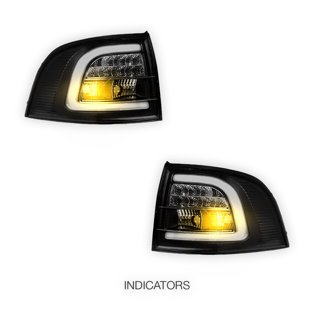 Holden Commodore VE / VF (2008 - 2016) Black 3D LED Tail Lights LH + RH
