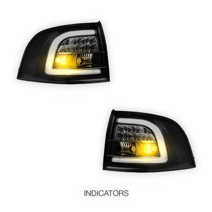 Holden Commodore VE / VF (2008 - 2016) Black 3D LED Tail Lights LH + RH