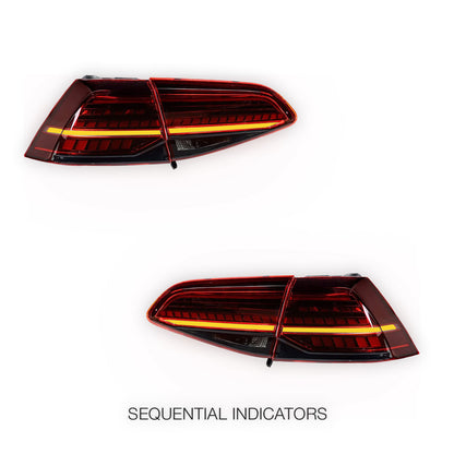 Volkswagen Golf MK7 (2013 - 2020) R Style Sequential Full LED Tail Lights LH + RH