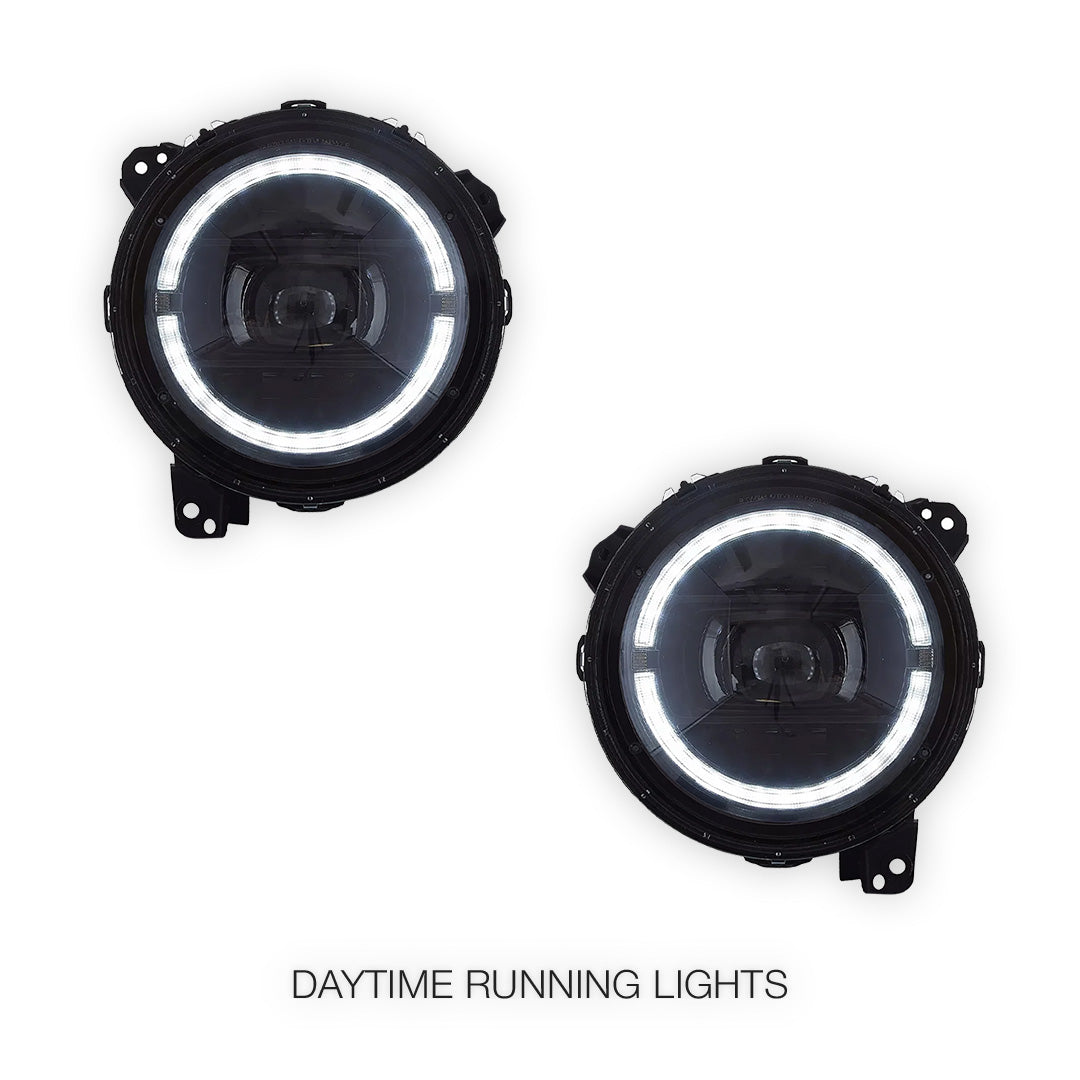 Jeep Wrangler JL (2018 - 2023) LED DRL Sequential 9" Headlights Halo  LH + RH