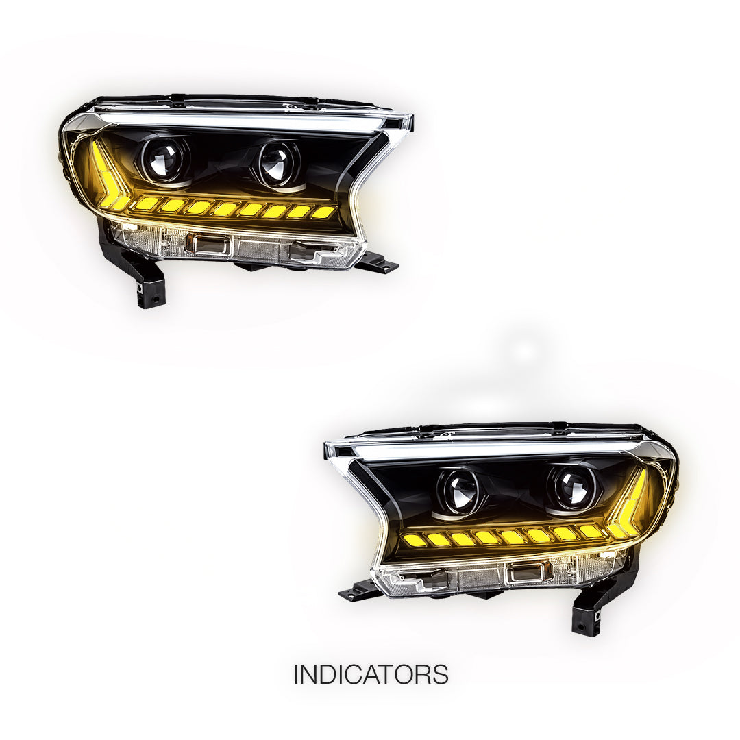 Ford Ranger T6 (2015 - 2020) Black Animation DRL Sequential Headlights LH + RH