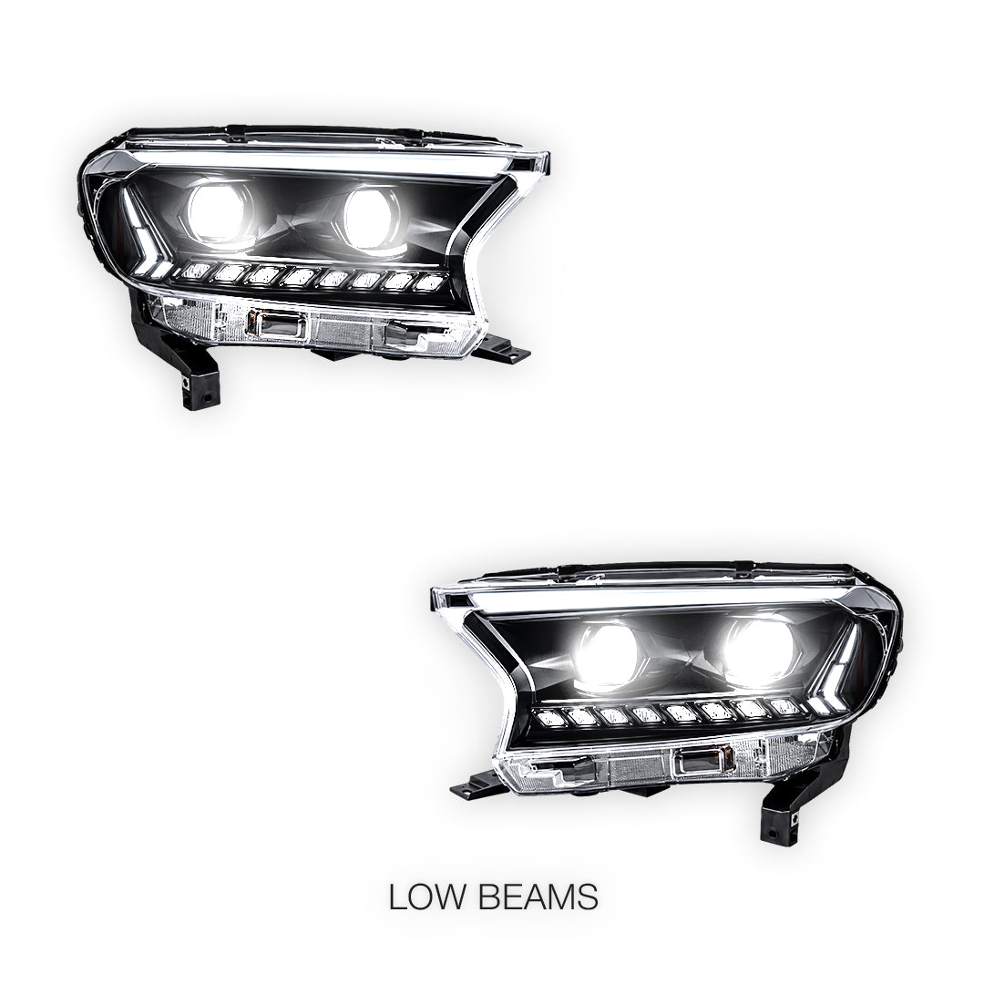 Ford Ranger T6 (2015 - 2020) Black Animation DRL Sequential Headlights LH + RH