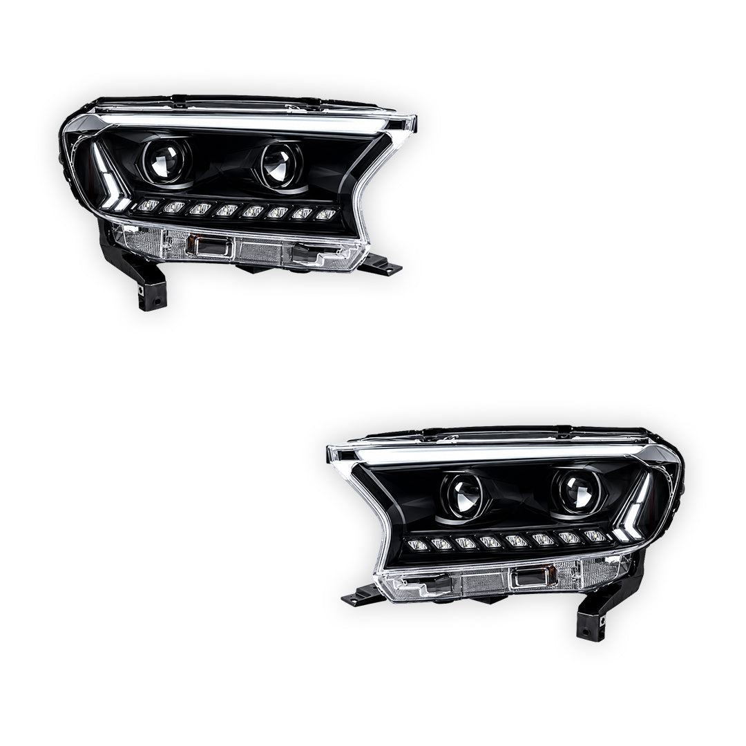Ford Ranger T6 (2015 - 2020) Black Animation DRL Sequential Headlights LH + RH
