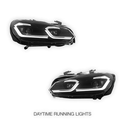 Volkswagen Golf MK6 (2008 - 2013) DRL Projector Sequential Headlights LH + RH