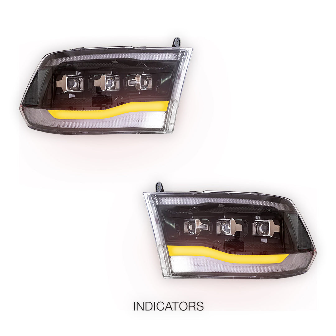 Dodge RAM 1500 (2009 - 2011) Clear Projector Headlights LH + RH