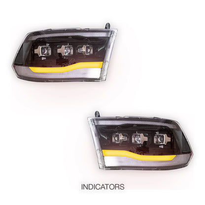 Dodge RAM 1500 (2009 - 2011) Clear Projector Headlights LH + RH
