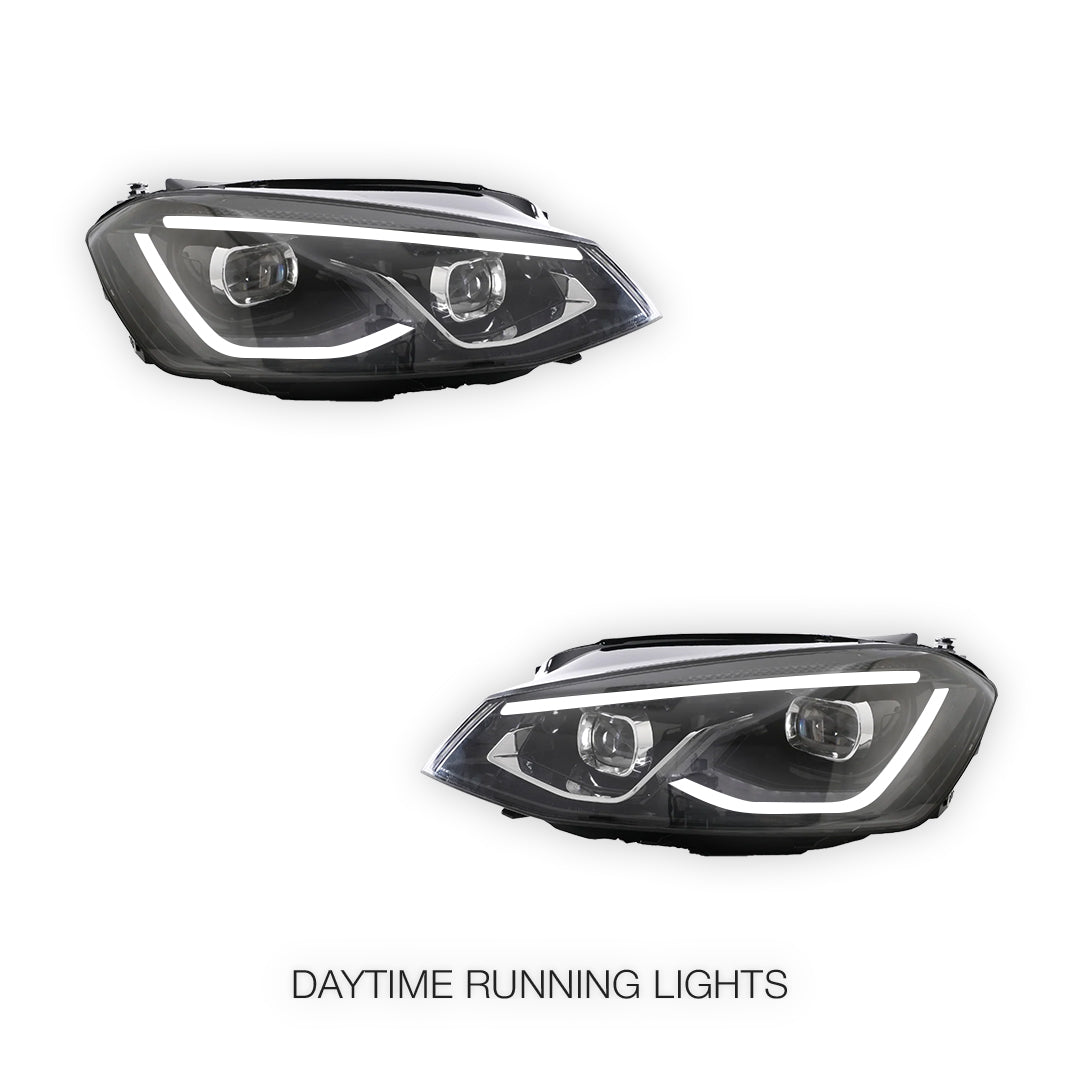 Volkswagen Golf MK7 (2013 - 2017) Red Projector Sequential Headlights LH + RH