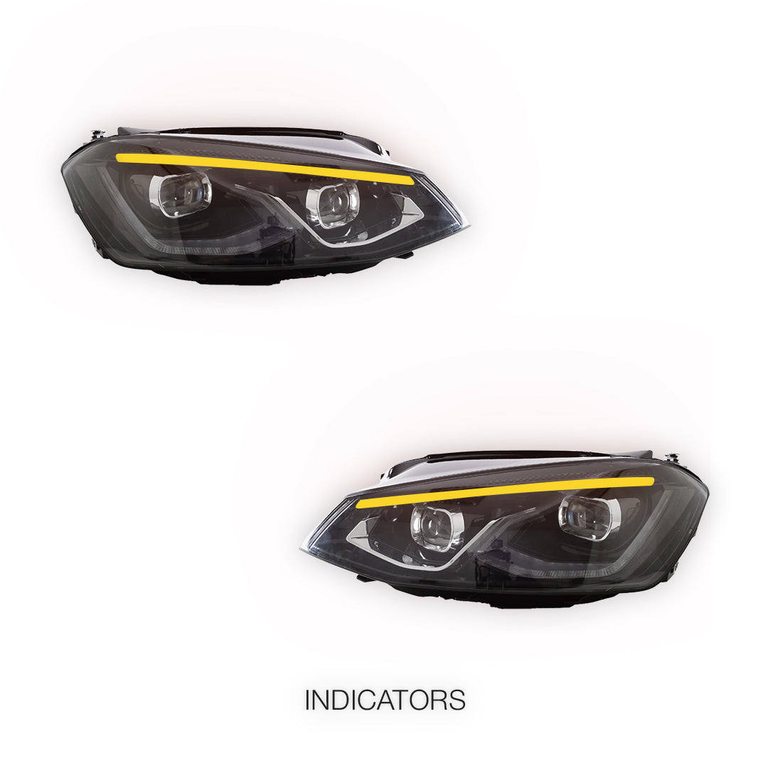 Volkswagen Golf MK7 (2013 - 2017) Red Projector Sequential Headlights LH + RH