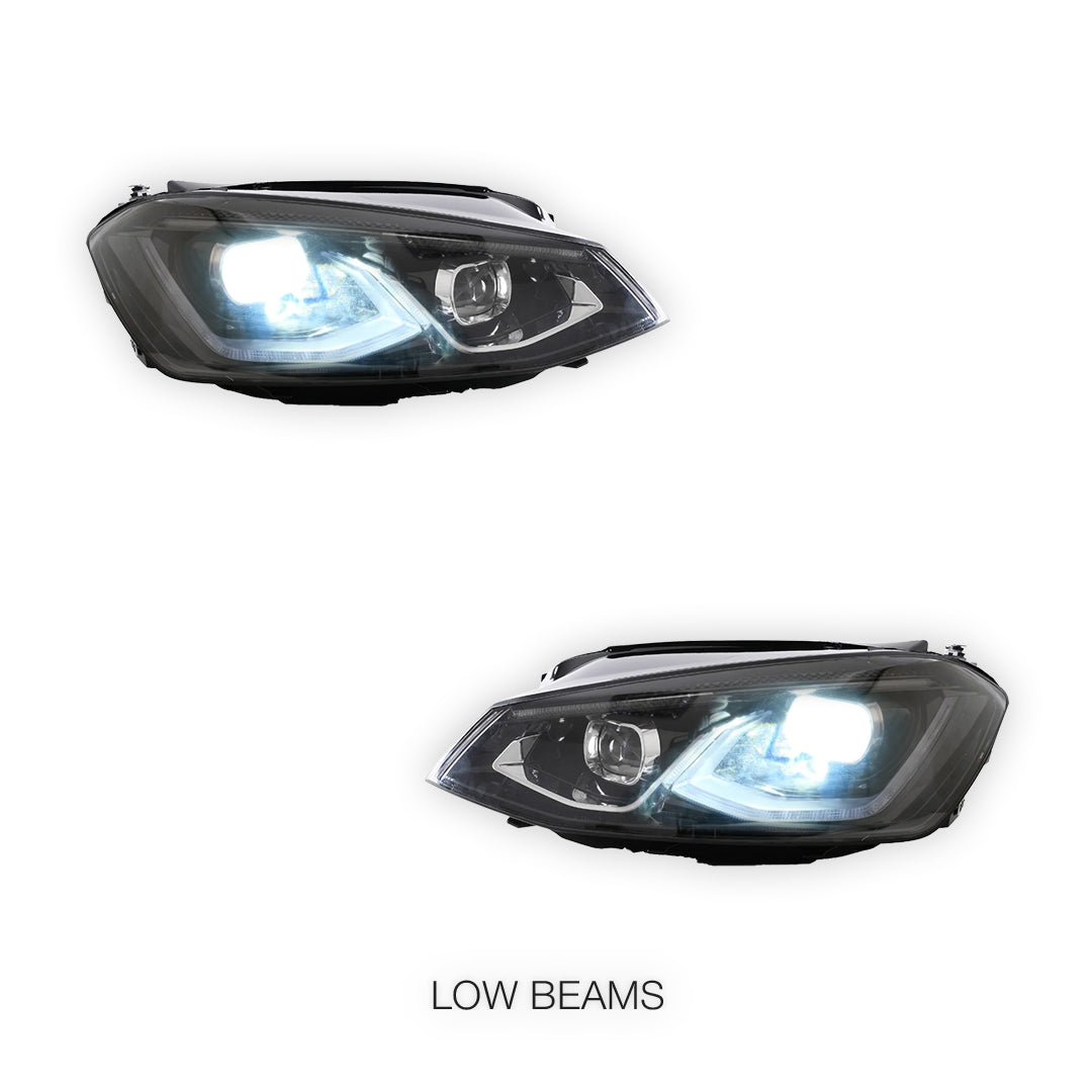 Volkswagen Golf MK7 (2013 - 2017) Red Projector Sequential Headlights LH + RH