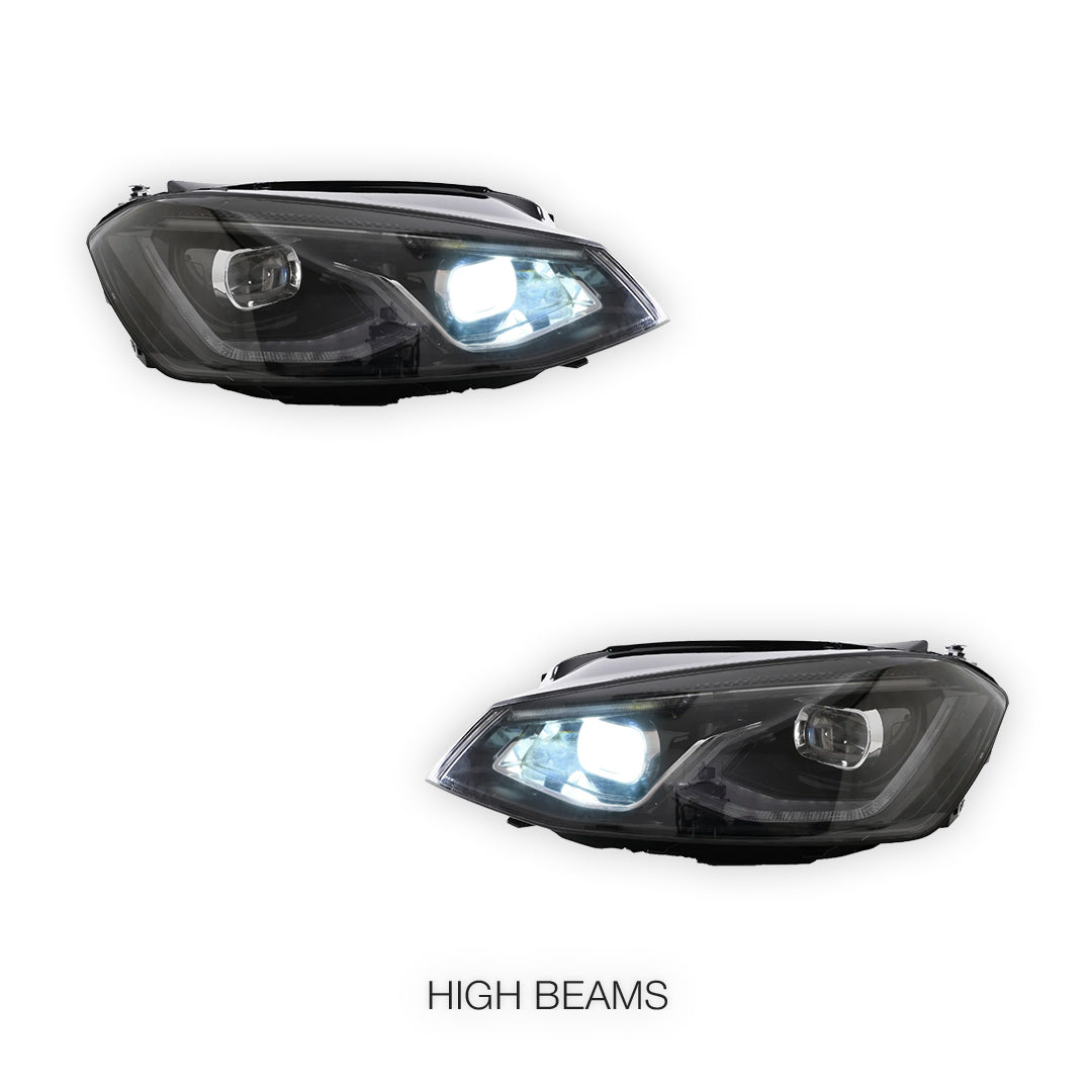 Volkswagen Golf MK7 (2013 - 2017) Red Projector Sequential Headlights LH + RH