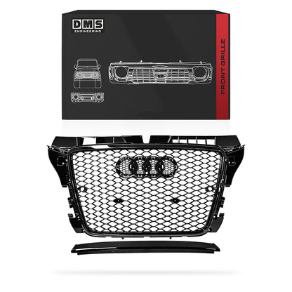 Audi A3 8P [2009 - 2012) Gloss Black / Chrome Black Honeycomb RS3 Style Front Bumper Bar Grille