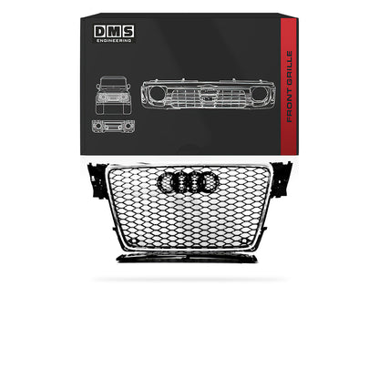 Audi A4 B8 (2009 - 2011) Gloss Black / Chrome Black Honeycomb RS4 Style Front Bumper Bar Grille