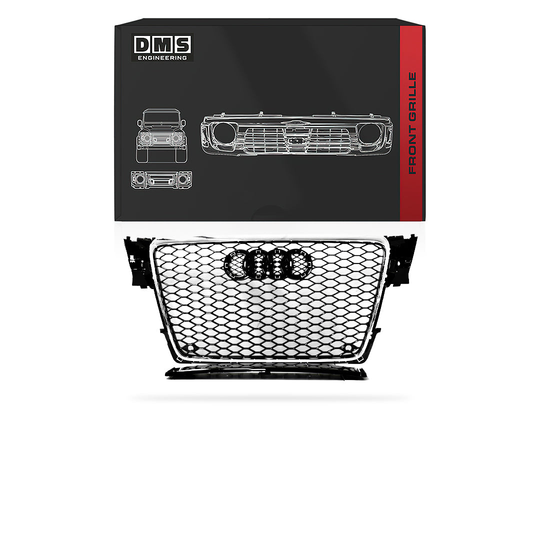 Audi A4 B8 (2009 - 2011) Gloss Black / Chrome Black Honeycomb RS4 Style Grille