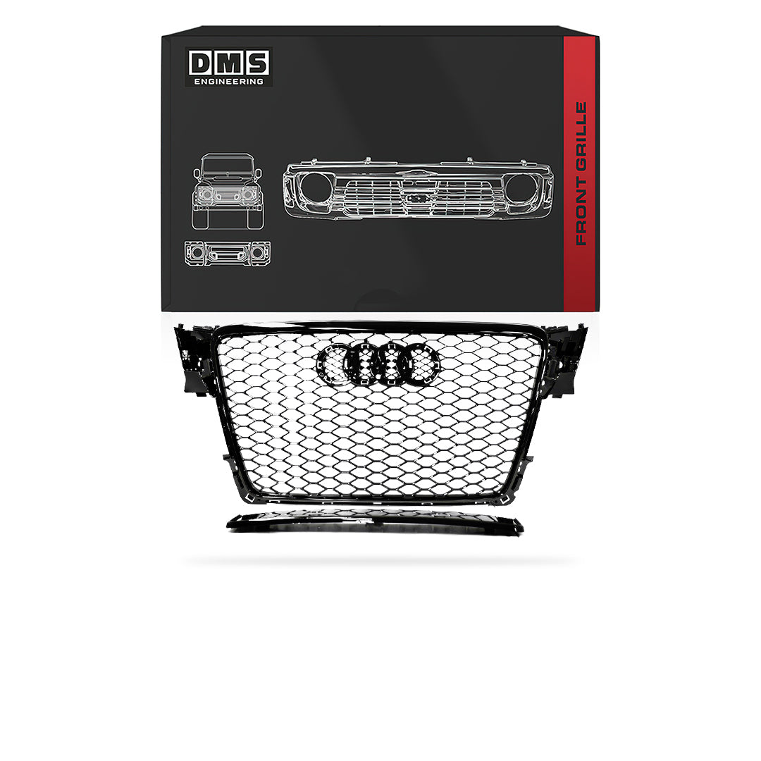 Audi A4 B8 (2009 - 2011) Gloss Black / Chrome Black Honeycomb RS4 Style Grille