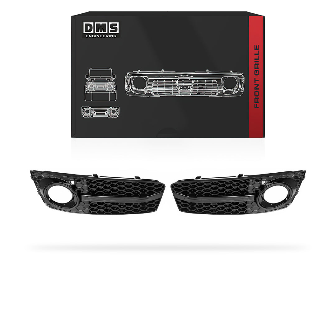 Audi A4 B8 (2009 - 2011) Gloss Black RS4 Style Front Bumper Bar Fog Lights Cover Grille
