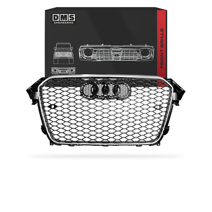 Audi A4 B8 (2012 - 2016) Gloss Black / Chrome Black Honeycomb RS4 Style Front Bumper Bar Grille