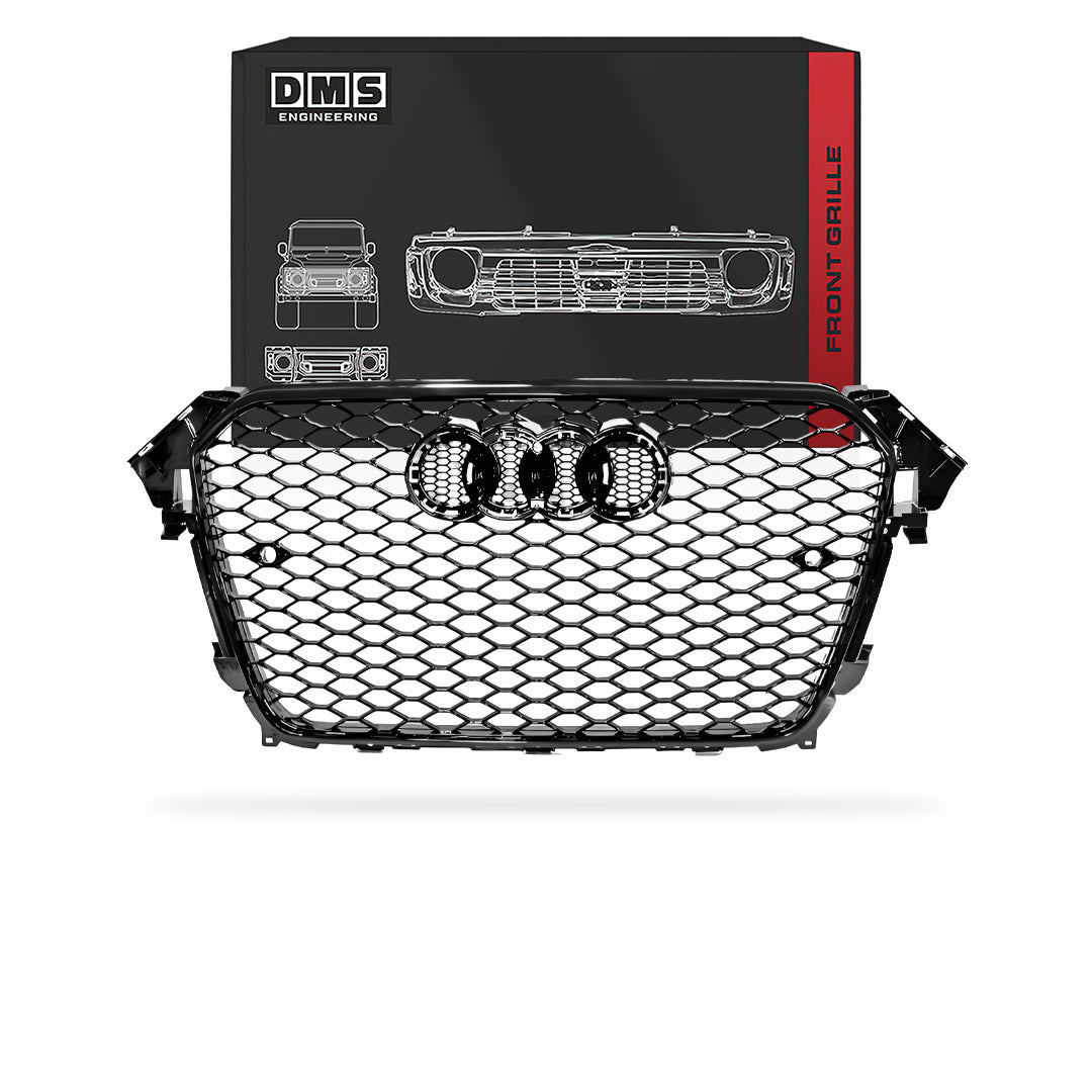 Audi A4 B8 (2012 - 2016) Gloss Black / Chrome Black Honeycomb RS4 Style Front Bumper Bar Grille