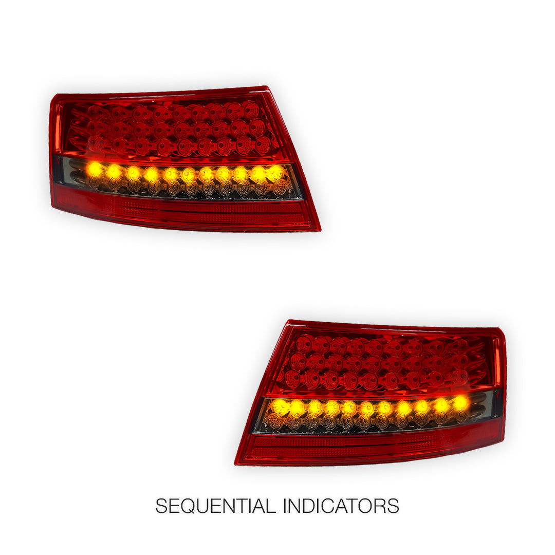 Audi A6 4F (2004 - 2007) Smoked Red Full LED Tail Lights LH + RH