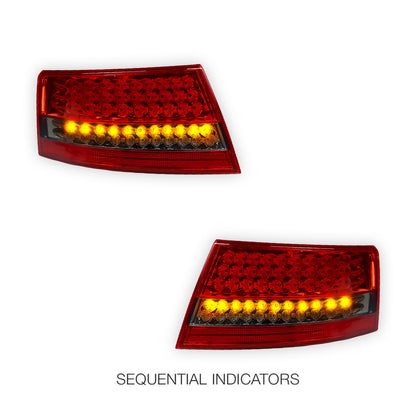 Audi A6 4F (2004 - 2007) Smoked Red Full LED Tail Lights LH + RH