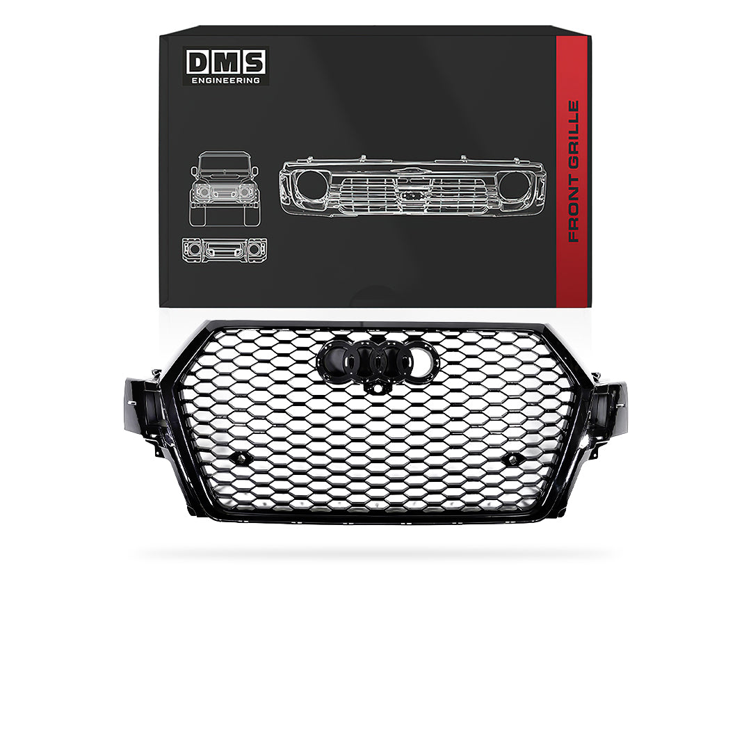 Audi Q7 4M (2015 - 2020) Gloss Black Honeycomb RS-Q7 Style Front Bumper Bar Grille